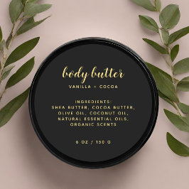 Adesivo Redondo lista de ingredientes preta elegante moderna