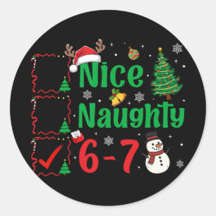 Adesivo Redondo Lista de Natal 67 Six Seven Meme Menino Legal Trav