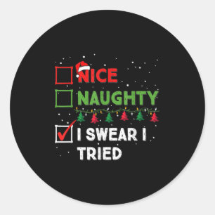 Adesivo Redondo Lista de Natal Divertida Nice Naughty Eu Juro Que