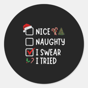 Adesivo Redondo Lista de Natal Divertida Nice Naughty Eu Juro Que