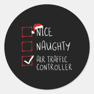 Adesivo Redondo Lista de Natal do Controlador de Tráfego Aéreo de