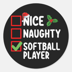 Adesivo Redondo Lista de Natal do jogador de softball malvado