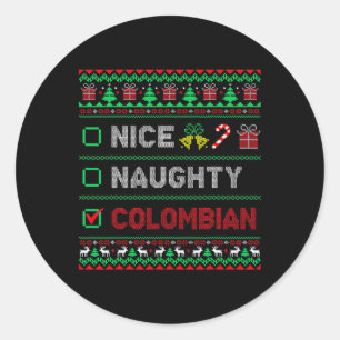 Adesivo Redondo Lista de Natal Nice Naughty Colombiana Colombi