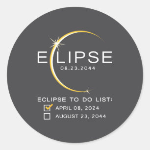 Adesivo Redondo Lista de Verificação do Eclipse Solar Total de 202
