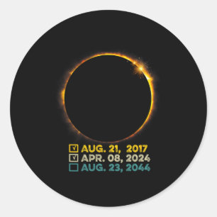 Adesivo Redondo Lista de verificação total do Eclipse solar 2024 2