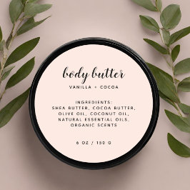 Adesivo Redondo Lista moderna de ingredientes cor-de-rosa esbranqu