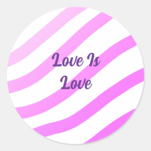 Adesivo Redondo Listras cor-de-rosa, amor pastel é orgulho de amor