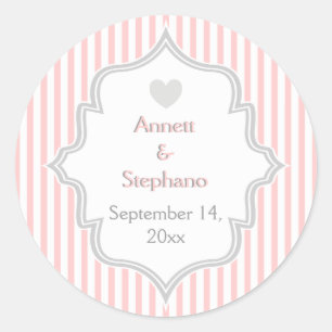 Adesivo Redondo Listras cor-de-rosa, cinzentas elegantes que