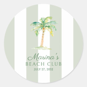 Adesivo Redondo Listras de Cabana Verde Costeira Palm Beach Club