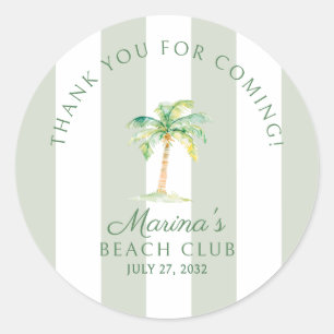 Adesivo Redondo Listras de Cabana Verde Palm Beach Club Obrigado