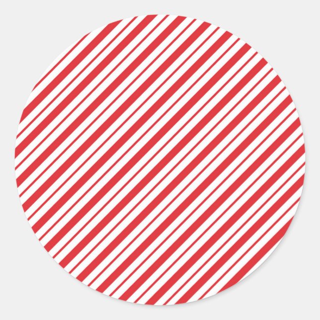 Adesivo Redondo Listras de Candy Canes Vermelho e Branco Férias Na (Frente)
