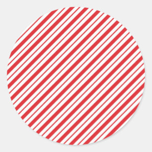 Adesivo Redondo Listras de Candy Natal Vermelho Branco