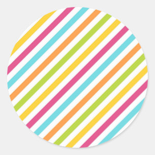 Adesivo Redondo Listras diagonais em cores vibrantes