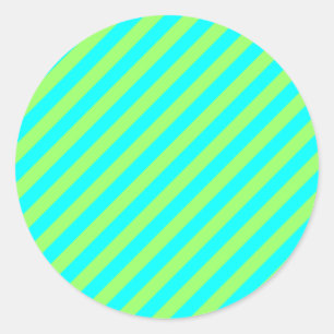 Adesivo Redondo Listras diagonais em verde claro e aqua