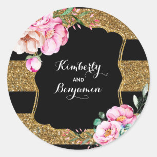 Adesivo Redondo Listras Dourados do brilho e chique do vintage das