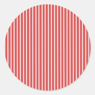 Adesivo Redondo Listras Elegantes Branco - Vermelho Coral