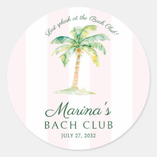 Adesivo Redondo Listras Rosa Palm Beach Bach Club Chá de Noiva