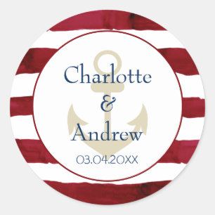 Adesivo Redondo Listras vermelhas específicas do cliente Âncora 