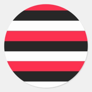 Adesivo Redondo Listras vermelhas, pretas e brancas