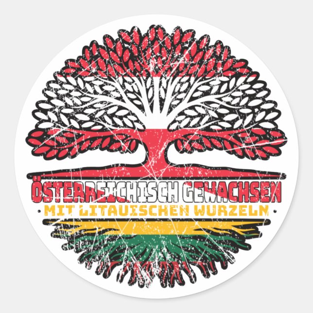 Adesivo Redondo Litauen Litauisch Österreichisch Österreich Baum (Frente)