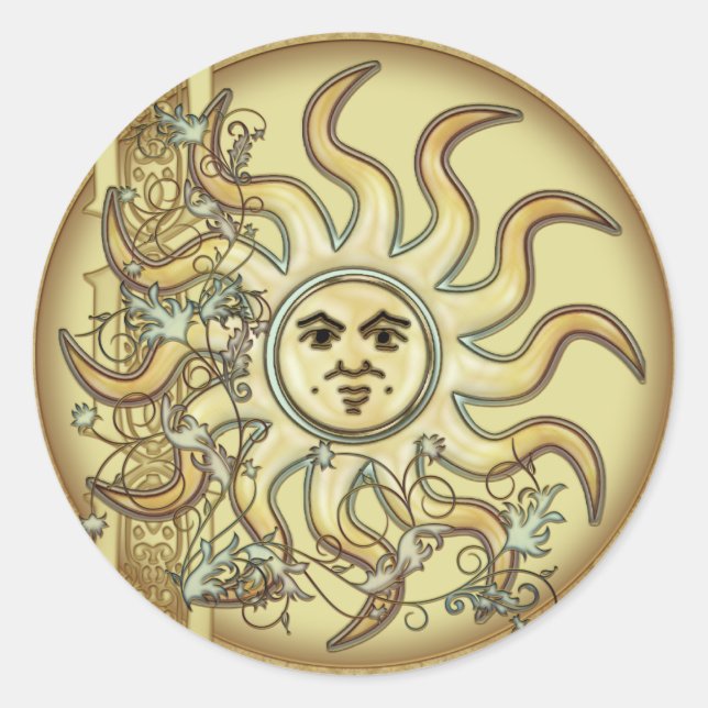 Adesivo Redondo Litha Sun Celtic Style Design Stickers (Frente)