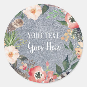 Adesivo Redondo Lítio Floral De Fios De Vintagem Do Produto Fabri