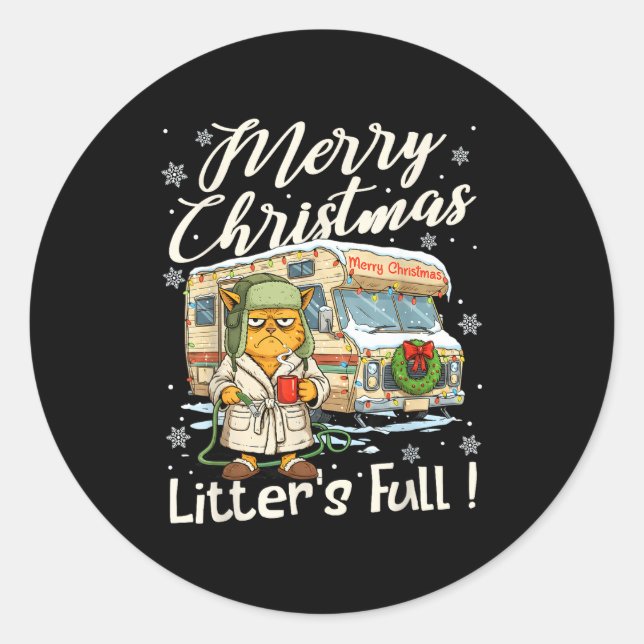 Adesivo Redondo Litter's Full Funny Cat Parody Outfit Sarcastic Ch (Frente)