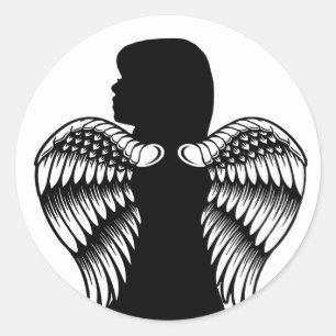 Adesivo Redondo Little Angel Child Silhouette Fantasy art