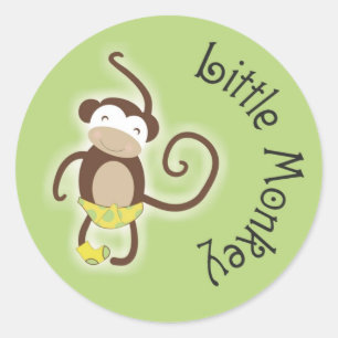 Adesivo Redondo Little Baby Monkey Sticker 1,5"