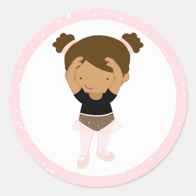 Adesivo Redondo Little Ballerina Stickers (Frente)