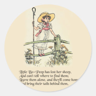 Adesivo Redondo Little Bo-Peep: Clássico Kate Greenaway Berçário