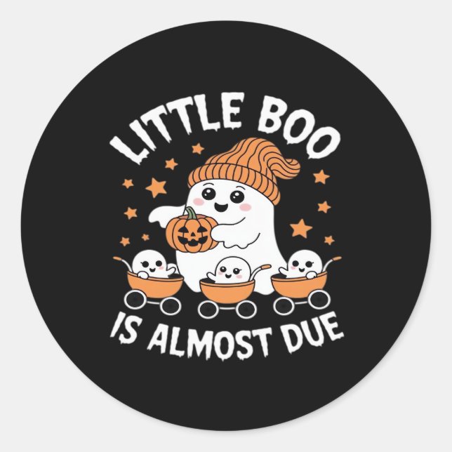 Adesivo Redondo Little Boo Is Almost Due - Halloween Pregnancy Rev (Frente)