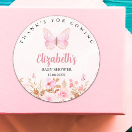 Adesivo Redondo Little Butterfly is on the Way, Baby Shower 