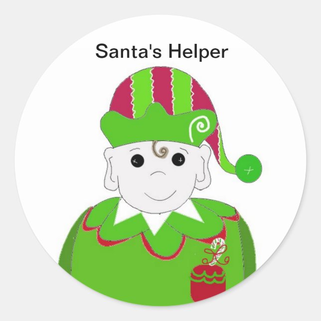 Adesivo Redondo Little Christmas Elf (Frente)