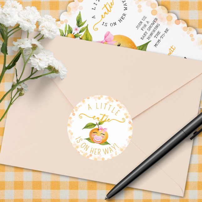 Adesivo Redondo Little Cutie Baby Shower Classic Round Sticker (Criador carregado)