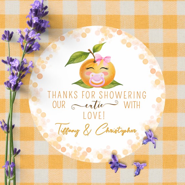 Adesivo Redondo Little Cutie Baby Shower Thanks Sticker (Criador carregado)