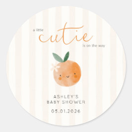 Adesivo Redondo Little Cutie Orange Citrus Baby Shower