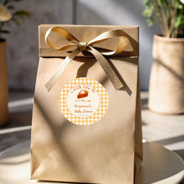 Adesivo Redondo Little cutie pumpkin pie gingham baby shower