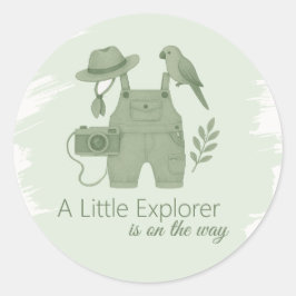 Adesivo Redondo Little Explorer Is On The Way Baby Shower
