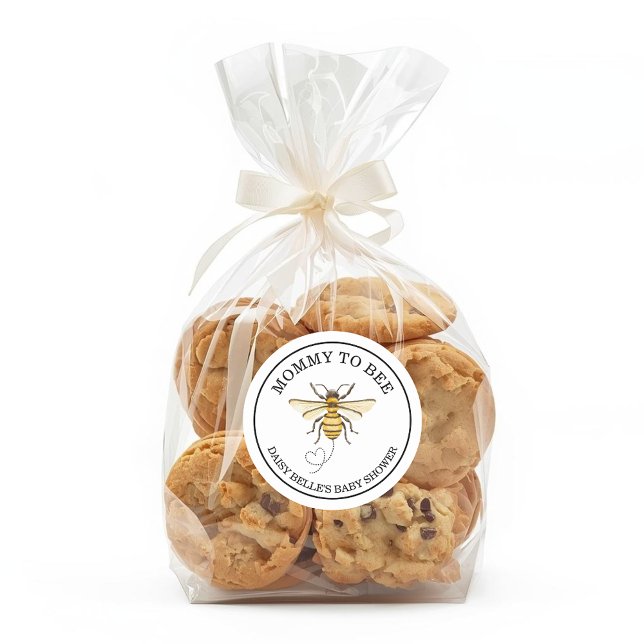 Adesivo Redondo Little Honey Bee On The Way Yellow Baby Shower (Criador carregado)