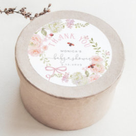 Adesivo Redondo Little Love Bug Wildflower Baby Shower Thank you