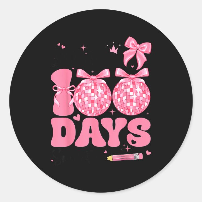 Adesivo Redondo Little Miss 100 Days Smarter Kids Girls 100th Day  (Frente)