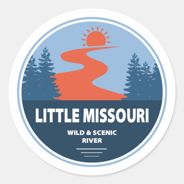 Adesivo Redondo Little Missouri Wild E Scenic River Arkansas (Frente)