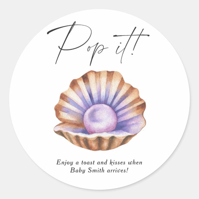 Adesivo Redondo Little Pearl Baby shower - Pop it!  (Frente)