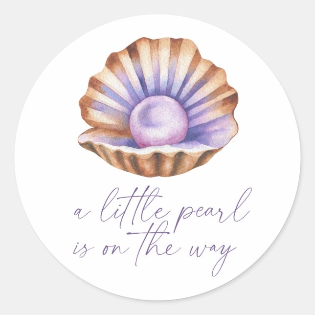 Adesivo Redondo Little Pearl Under The Sea Baby shower  (Frente)