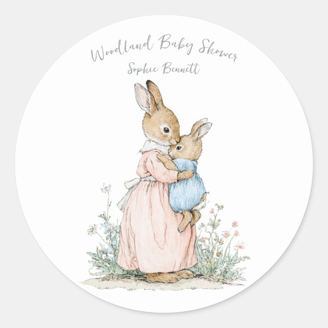Adesivo Redondo Little Peter Rabbit and Mom (Frente)