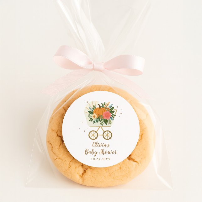 Adesivo Redondo Little Pumpkin Girl Baby Shower (Criador carregado)