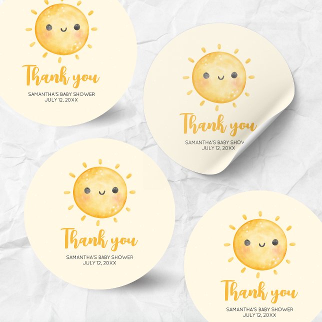 Adesivo Redondo Little Ray of Sunshine Baby Shower (Little Ray of Sunshine Boho Baby Shower Round Sticker)