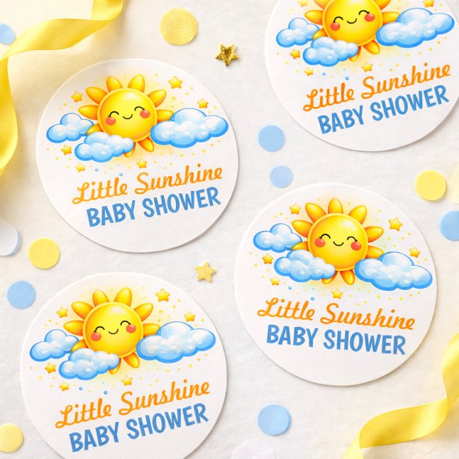 Adesivo Redondo Little Ray Of Sunshine Baby Shower Favor Label (Criador carregado)
