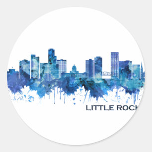 Adesivo Redondo Little Rock Arkansas Skyline Blue